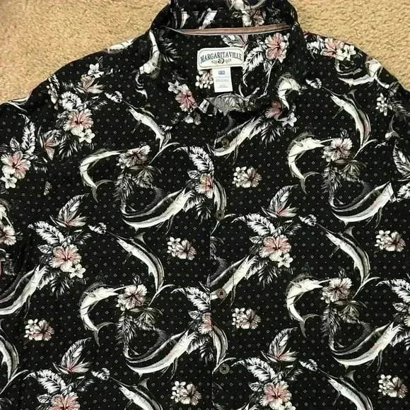 Margaritaville Men’s XL Hawaiian Tropical All Over Print Shirt - Picture 7 of 8